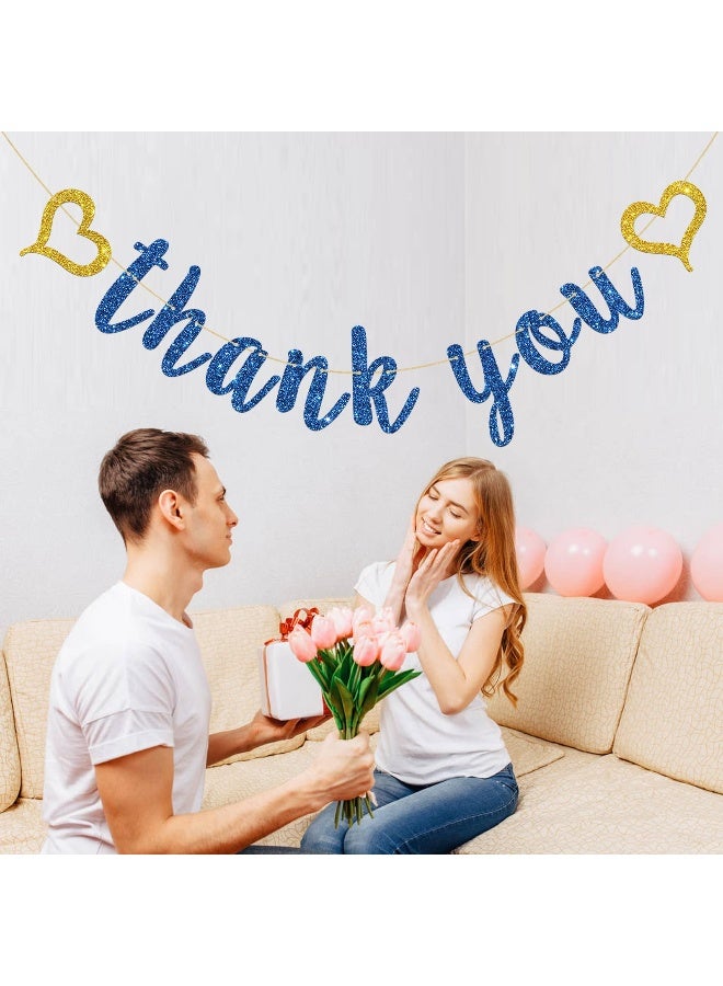 INNORU Thank You Banner Navy Blue Glitter, Wedding Bridal Shower, Thanksgiving Day Party Decorations, Engagement Party Banner, Perfect Wedding Party Decoration Suppllies - Image 4